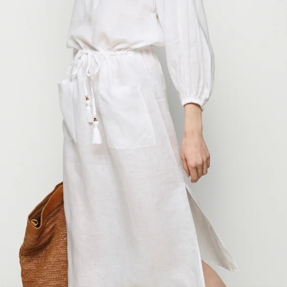Tory burch white midi tunic linen dress